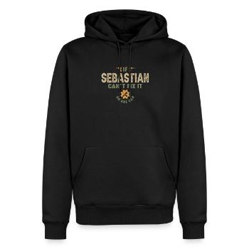Wenn Sebastian es nicht reparieren kann Personalisierter Name - Männer Premium Bio Hoodie - Schwarz - Vorne - Nico (187cm)