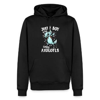 Just a boy who loves axolotls mexican salamander - Men’s Premium Organic Hoodie - black - Front - Nico (187cm)
