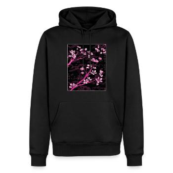 Vaporwave Aesthetic Kirschblüte Japan Japanese - Männer Premium Bio Hoodie - Schwarz - Vorne - Nico (187cm)