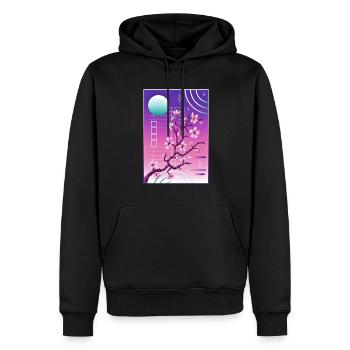 Vaporwave Aesthetic Kirschblüte Japan Japanese - Männer Premium Bio Hoodie - Schwarz - Vorne - Nico (187cm)