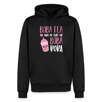 Powered By Tea Bubble Milk Tea Lovers Geschenkidee - Männer Premium Bio Hoodie - Schwarz - Vorne - Nico (187cm)