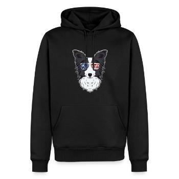 Border Collie USA Lunettes de soleil I Drapeau américain - Sweat à capuche Premium bio Homme - noir - Devant - Nico (187cm)