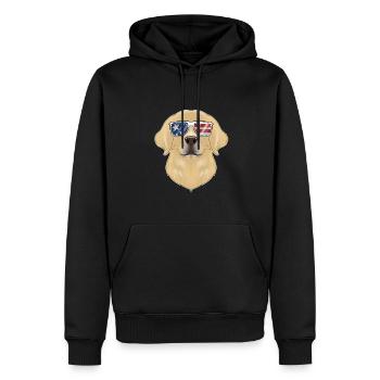 Labrador USA Sunglasses I American Flag Labrador - Männer Premium Bio Hoodie - Schwarz - Vorne - Nico (187cm)