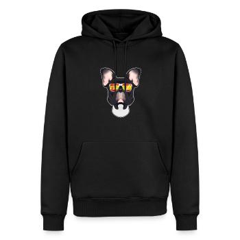 French Bulldog I Spain Sunglasses I Spanish Flag - Männer Premium Bio Hoodie - Schwarz - Vorne - Nico (187cm)