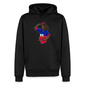 Fille haïtienne incassable I Patrimoine haïtien I - Sweat à capuche Premium bio Homme - noir - Devant - Nico (187cm)