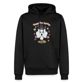 Joyeux Thanksgiving I Amoureux des chiens I Caniche - Sweat à capuche Premium bio Homme - noir - Devant - Nico (187cm)