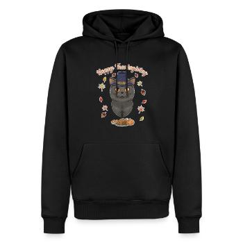 British Shorthair Cat Lover I Happy Thanksgiving - Sweat à capuche Premium bio Homme - noir - Devant - Nico (187cm)