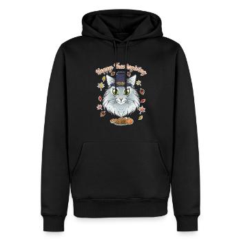 Amoureux des chats de la forêt norvégienne I Joyeux Thanksgiving - Sweat à capuche Premium bio Homme - noir - Devant - Nico (187cm)