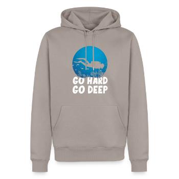 Summer Lifetsyle Diving Deep Underwater Gift - Men’s Premium Organic Hoodie - taupe - Front - Nico (187cm)