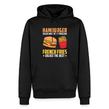 Fleischige Burger Fast Food Foodaholic Lifestyle G - Männer Premium Bio Hoodie - Schwarz - Vorne - Nico (187cm)