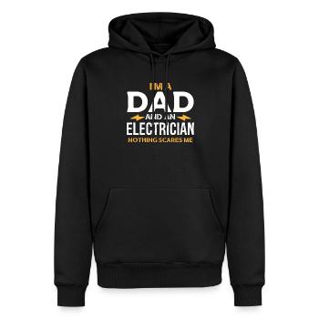 Ich bin ein Vater und ein Elektriker, nichts macht mir Angst - Männer Premium Bio Hoodie - Schwarz - Vorne - Nico (187cm)