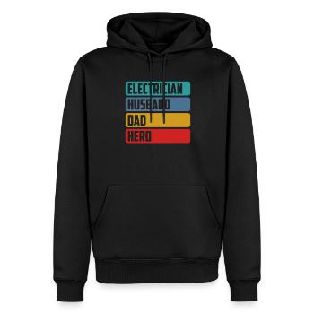 Elektriker Ehemann Papa Held, Elektriker Papa - Männer Premium Bio Hoodie - Schwarz - Vorne - Nico (187cm)
