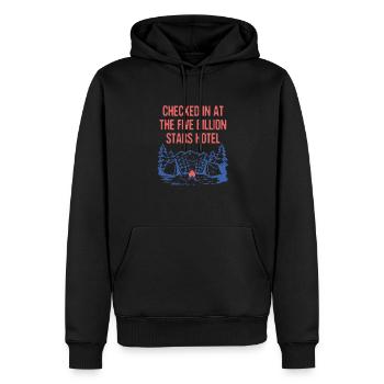 Checked at Five Billion Stars Camping Funny - Männer Premium Bio Hoodie - Schwarz - Vorne - Nico (187cm)