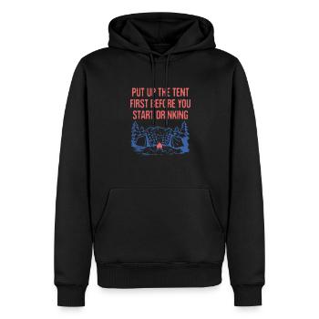 Put up the Tent First Camping Beer Lover Camper - Männer Premium Bio Hoodie - Schwarz - Vorne - Nico (187cm)