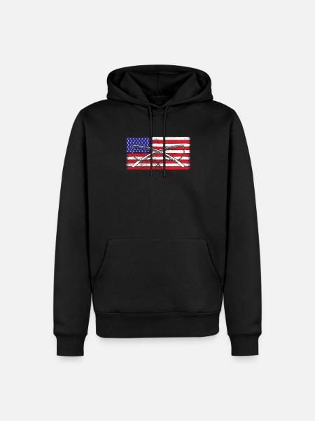 Usa Flag Fishing Rod - Men’s Premium Organic Hoodie - black