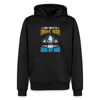 Fisch Bier Angeln Anglerspruch - Männer Premium Bio Hoodie - Schwarz - Vorne - Nico (187cm)