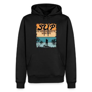 SUP pour ajouter de l’équilibre à votre vie femme SUP Girl - Sweat à capuche Premium bio Homme - noir - Devant - Nico (187cm)
