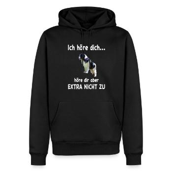 Landseer Hund - Landseer - Männer Premium Bio Hoodie - Schwarz - Vorne - Nico (187cm)