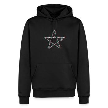 fil de fer barbelé pentagramme glitch grunge goth - Sweat à capuche Premium bio Homme - noir - Devant - Nico (187cm)