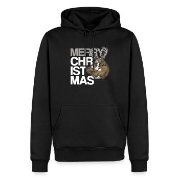 Joyeux Noël Noël Noël - Sweat à capuche Premium bio Homme - noir - Devant - Nico (187cm)