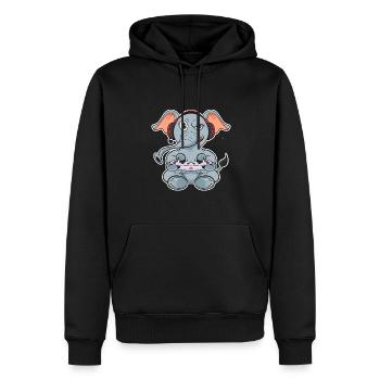 Elephant With Gaming Controller I Funny Gaming I - Männer Premium Bio Hoodie - Schwarz - Vorne - Nico (187cm)
