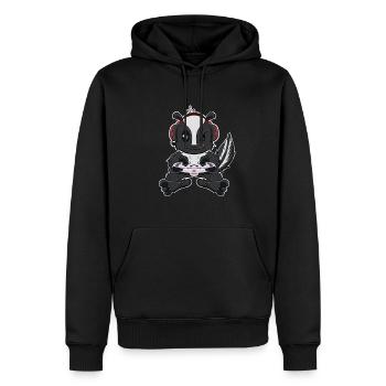 Skunk With Gaming Controller I Funny Gaming I - Männer Premium Bio Hoodie - Schwarz - Vorne - Nico (187cm)