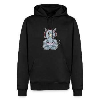 Rhino With Gaming Controller I Funny Gaming I - Männer Premium Bio Hoodie - Schwarz - Vorne - Nico (187cm)