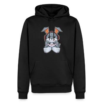 Rabbit With Gaming Controller I Funny Gaming - Männer Premium Bio Hoodie - Schwarz - Vorne - Nico (187cm)