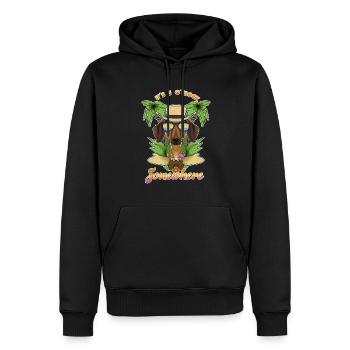 C’est 5 OClock quelque part en train de boire du teckel - Sweat à capuche Premium bio Homme - noir - Devant - Nico (187cm)