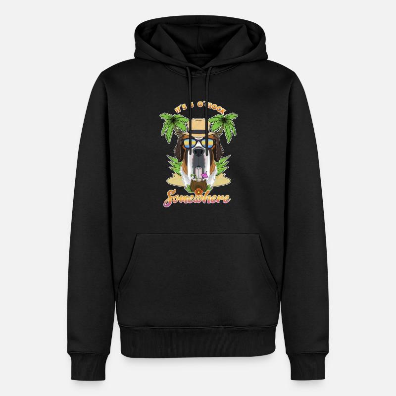 It Is 5 OClock Somewhere Drinking Saint Bernard - Männer Premium Bio Hoodie - Schwarz
