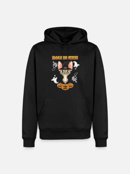 Devon Rex Cat Lover I Happy Halloween - Herre Premium økologisk hoodie - sort