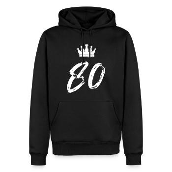 80 Zahl Krone - Männer Premium Bio Hoodie - Schwarz - Vorne - Nico (187cm)