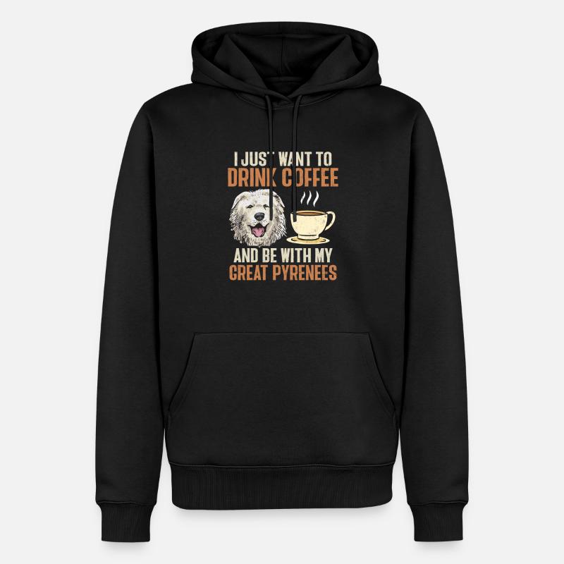 Great Pyrenees Hund Kaffee Pyrenäen - Männer Premium Bio Hoodie - Schwarz