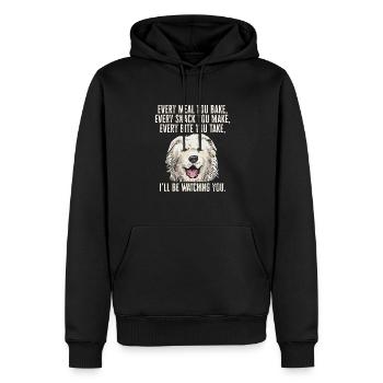 Grand Chien des Pyrénées - Sweat à capuche Premium bio Homme - noir - Devant - Nico (187cm)