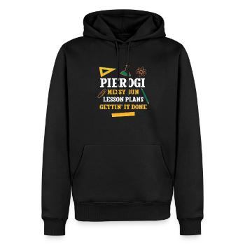 Pierogi Messy Bun Lesson Plans Funny Teacher - Men’s Premium Organic Hoodie - black - Front - Nico (187cm)