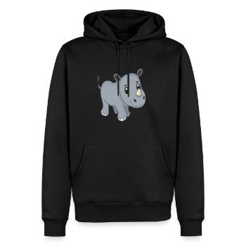 Kawaii Cartoon Rhino - Männer Premium Bio Hoodie - Schwarz - Vorne - Nico (187cm)