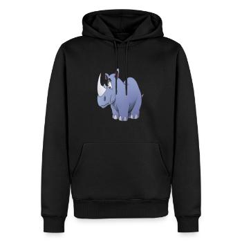 Kawaii Cartoon Rhino - Männer Premium Bio Hoodie - Schwarz - Vorne - Nico (187cm)
