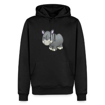 Kawaii Cartoon Rhino - Männer Premium Bio Hoodie - Schwarz - Vorne - Nico (187cm)