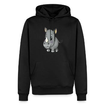 Kawaii Cartoon Rhino - Männer Premium Bio Hoodie - Schwarz - Vorne - Nico (187cm)