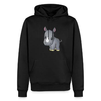 Kawaii Cartoon Rhino - Männer Premium Bio Hoodie - Schwarz - Vorne - Nico (187cm)