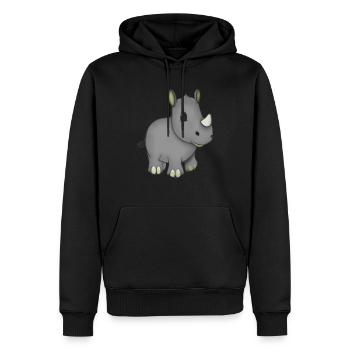 Kawaii Cartoon Rhino - Männer Premium Bio Hoodie - Schwarz - Vorne - Nico (187cm)