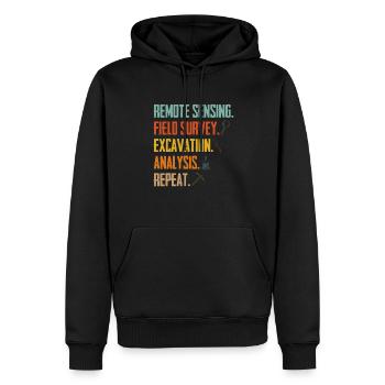 Archéologie Cadeau Archéologue - Sweat à capuche Premium bio Homme - noir - Devant - Nico (187cm)
