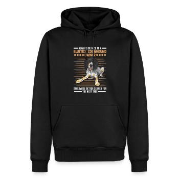 Bluetick Coonhound Gift Funny Saying - Men’s Premium Organic Hoodie - black - Front - Nico (187cm)