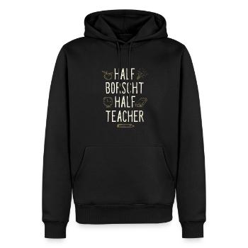 Moitié Bortsch Moitié Professeur Drôle Humour - Sweat à capuche Premium bio Homme - noir - Devant - Nico (187cm)