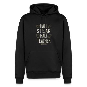 Moitié Steak Moitié Professeur Drôle Professeur Humour - Sweat à capuche Premium bio Homme - noir - Devant - Nico (187cm)
