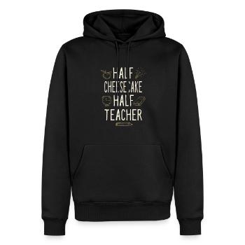 Moitié gâteau au fromage Moitié professeur drôle - Sweat à capuche Premium bio Homme - noir - Devant - Nico (187cm)