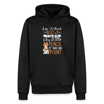 Les amateurs de livres de chats lisent des livres - Sweat à capuche Premium bio Homme - noir - Devant - Nico (187cm)
