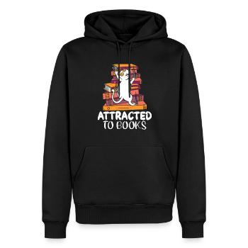 Les amateurs de livres de chats lisent des livres - Sweat à capuche Premium bio Homme - noir - Devant - Nico (187cm)