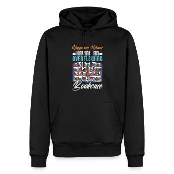 Katze Buchliebhaber Bücher Lesen - Männer Premium Bio Hoodie - Schwarz - Vorne - Nico (187cm)