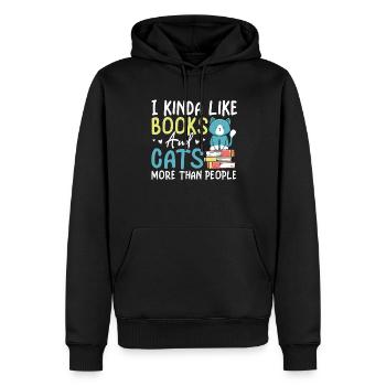 Les amateurs de livres de chats lisent des livres - Sweat à capuche Premium bio Homme - noir - Devant - Nico (187cm)